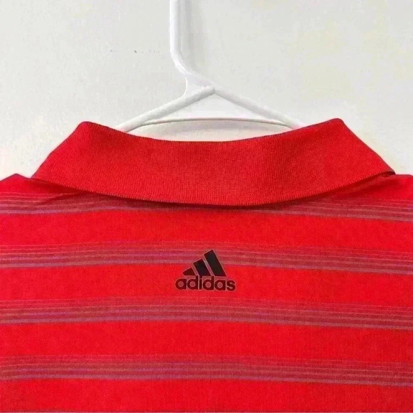 Adidas Climalite Golf Polo‎ Red Stripes Shirt Men’s Size Large Sports Athletic - Picture 9 of 9